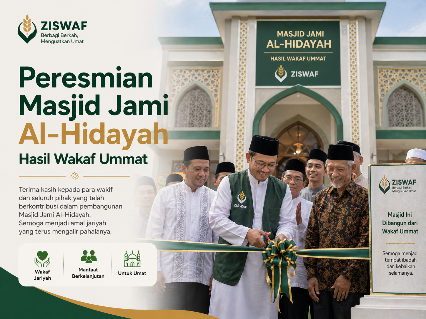 Peresmian Masjid Jami Al-Hidayah Hasil Wakaf Ummat