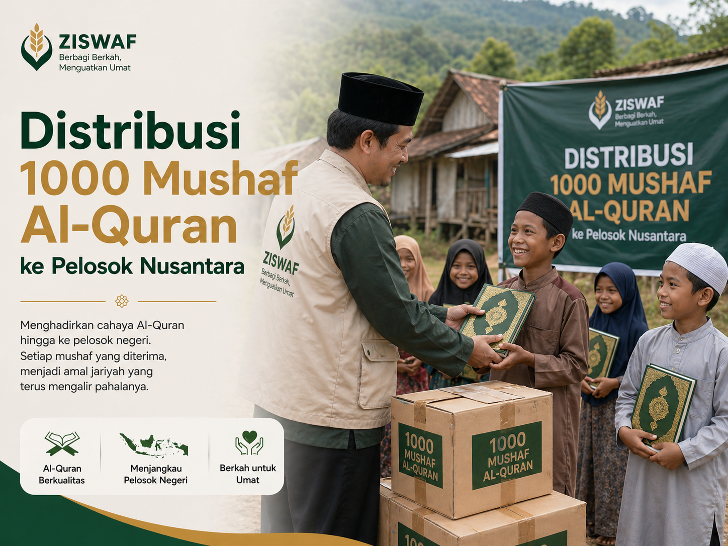 Distribusi 1000 Mushaf Al-Quran ke Pelosok Nusantara