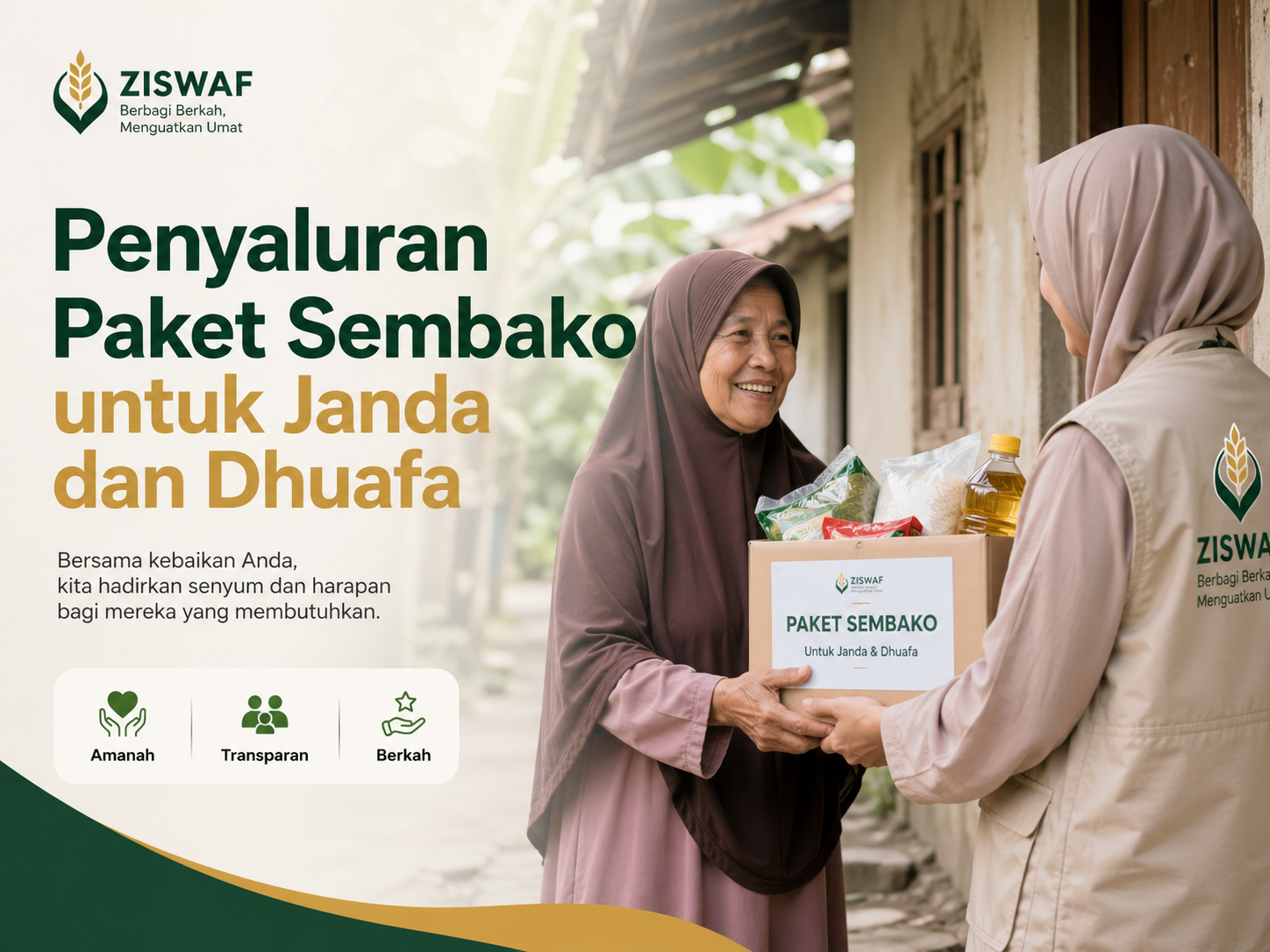 Penyaluran Paket Sembako untuk Janda dan Dhuafa