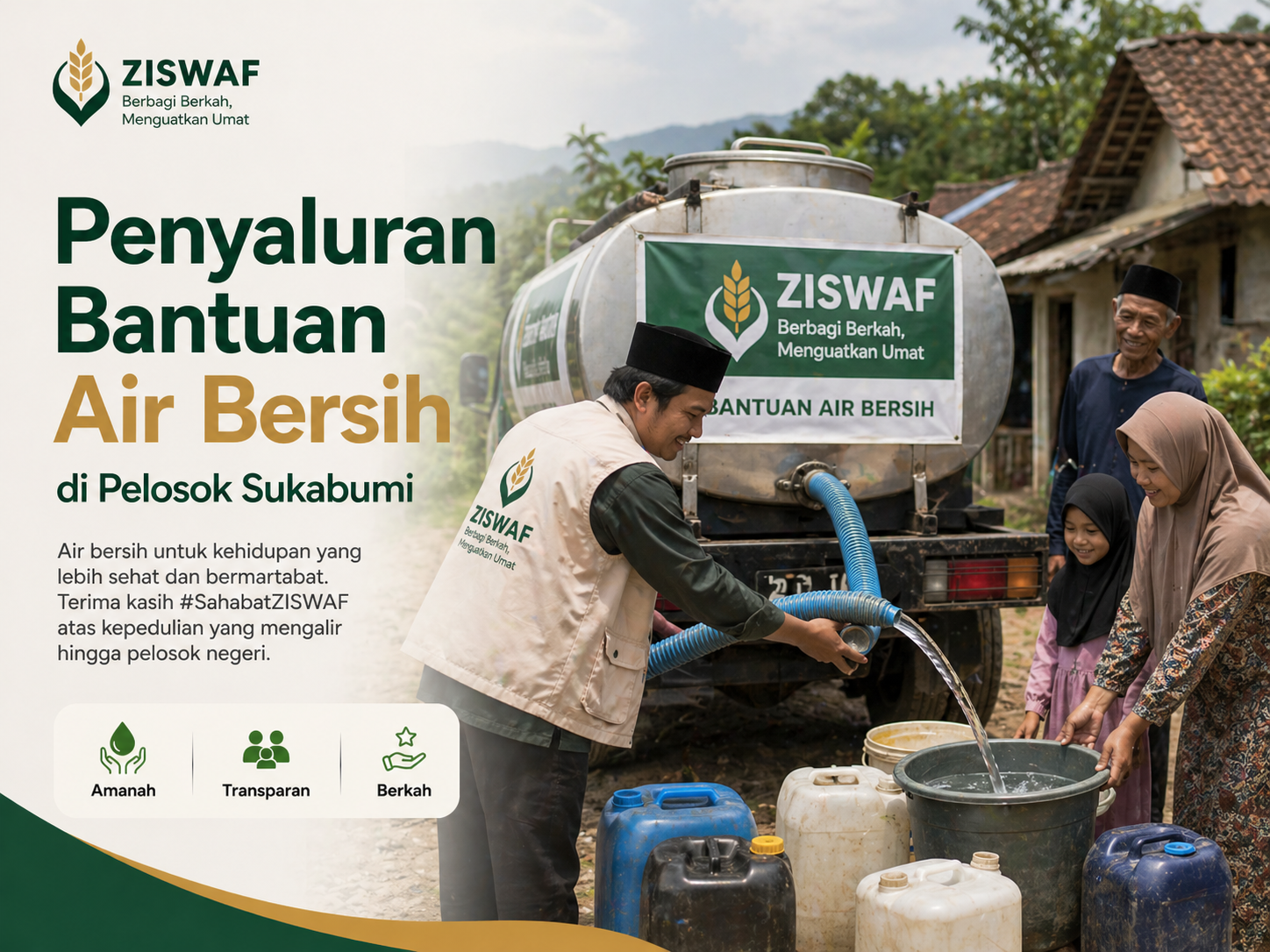 Penyaluran Bantuan Air Bersih di Pelosok Sukabumi